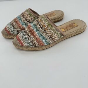 Vidorreta Espadrille Mules Slip-On Shoes Woven Closed Toe Multi Color Sz 38‎